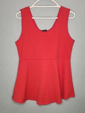 Women's Red Sleeveless Peplum Tank Top With Bow On Back Maternity